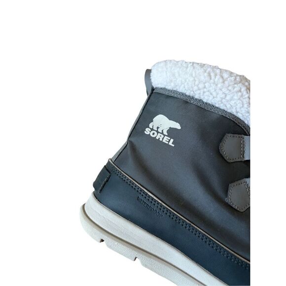 SOREL Explorer Carnival Waterproof Boots Gray Faux Fur Collar Quarry Size 8 - Picture 9 of 10